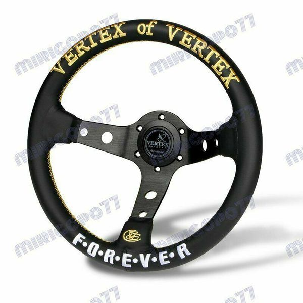 

330mm golden&white embroidery vertex wheel black genuine leather steering wheels