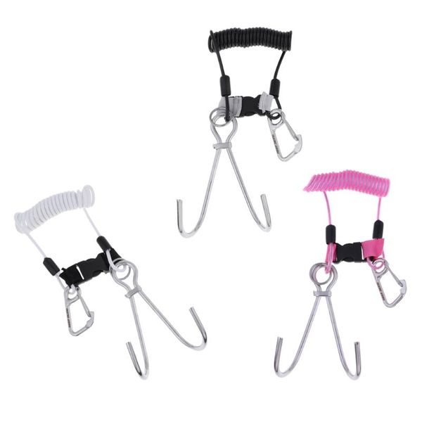 

pool & accessories perfeclan scuba diving stainless steel dual reef hooks w/spiral coil lanyard hook drift