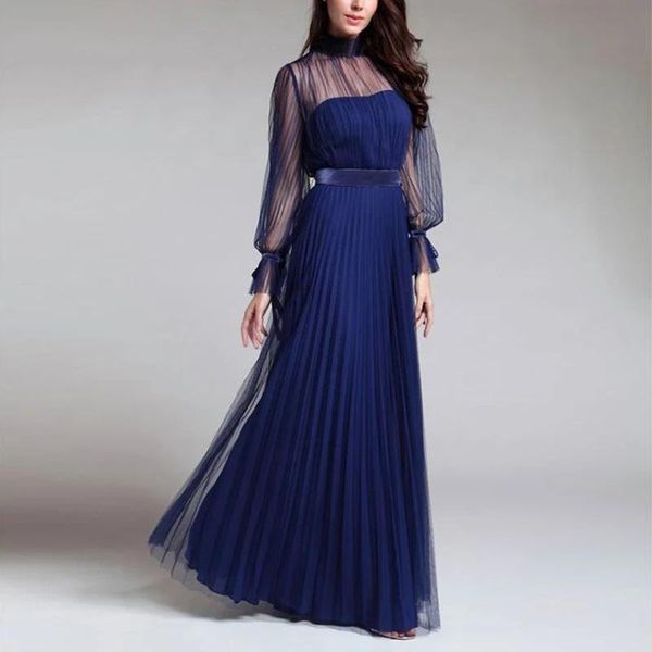 

casual dresses spring and summer blue temperament dress female banquet annual meeting atmosphere long style, Black;gray