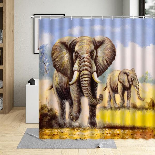 

shower curtains autumn animal curtain grassland wild deer elephant antelope zebra scenery pattern bathroom floor cloth set