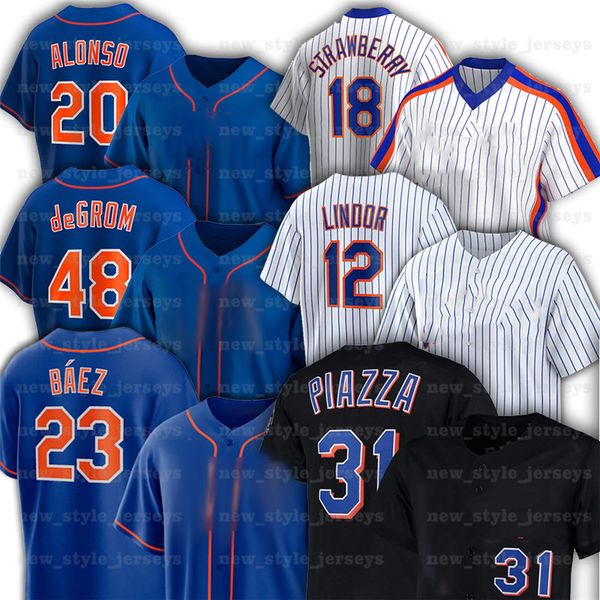 

new men york 23 javier baez mets baseball jerseys 48 jacob degrom 20 pete alonso 16 dwight gooden 17 keith hernandez 52 yoenis cespedes jeff, Blue;black