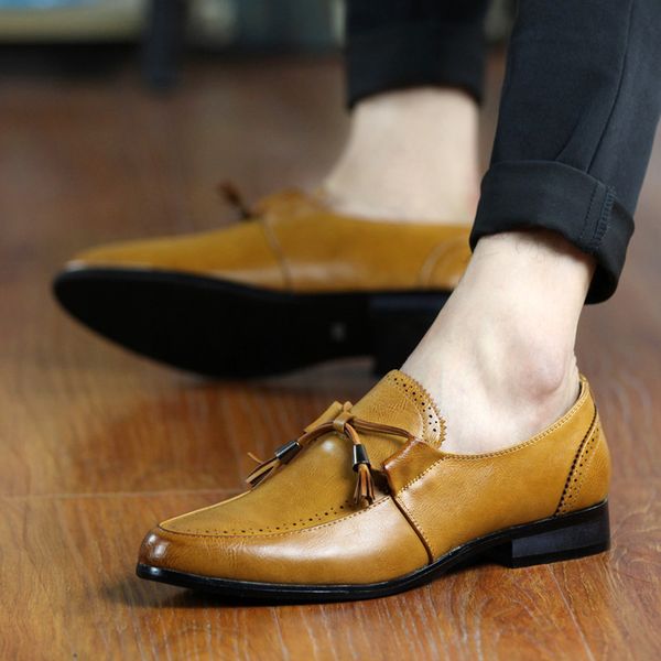 

mens dress shoes fashion trend british style business leather shoe triple black red yellow size 38-43