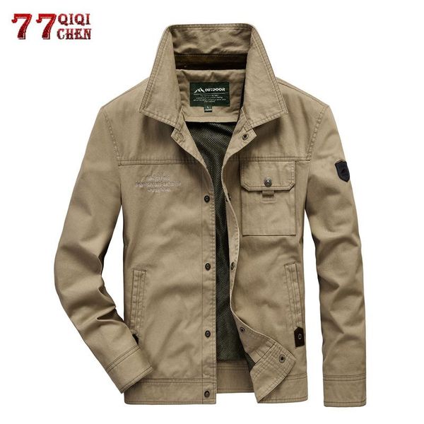 

men's jackets spring autumn military jacket men casual cotton coat outwear windbreaker bomber flight trench cargo coats plus size 6xl, Black;brown