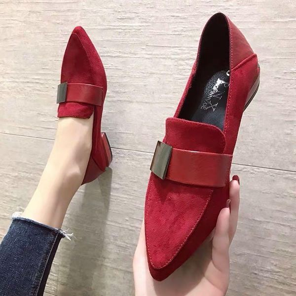 

dress shoes net red bean women's 2021 spring versatile fashion pointy one foot thick heel two wearing single, Black