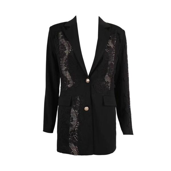 

women's jackets fashion long sleeve black lace celebrity jacket slim, Black;brown