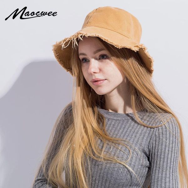 

jeans bucket hat fashion summer women denim sun floppy cap wide brim foldable sun-proof k fishing 2021 hip hop bones hats, Blue;gray