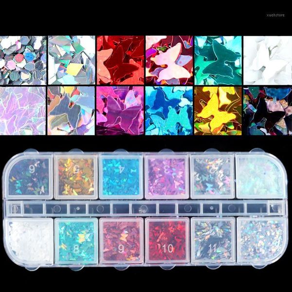 

12grids 3d ultrathin sequins round shape nail art glitter flakes mixed mini paillette 1/2/3mm sparkly diy decorations1, Silver;gold