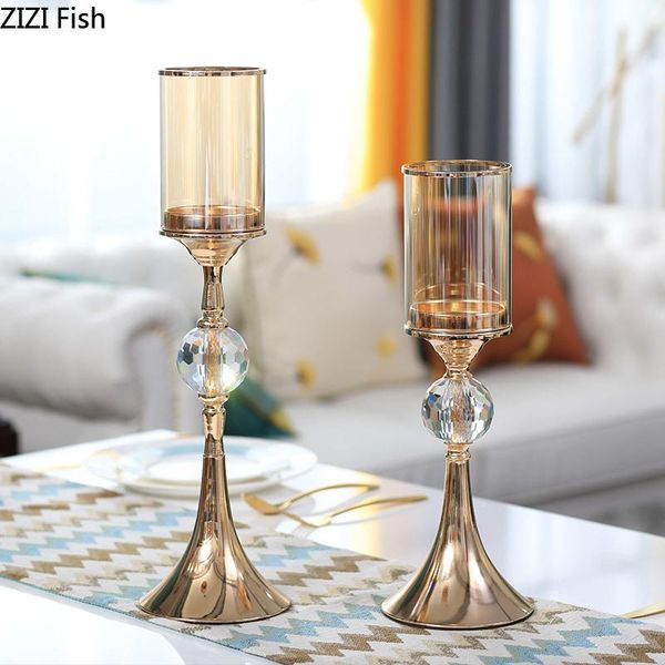 

crystal candle holders iron alloy wedding candlestick decoration stand light holder european rustic home