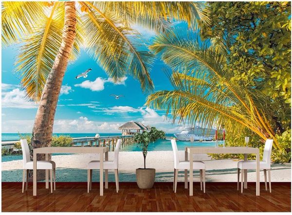 

wallpapers 3d room wallpaer custom po the mediterranean landscape of palm trees home decor wall murals wallpaper for walls 3 d