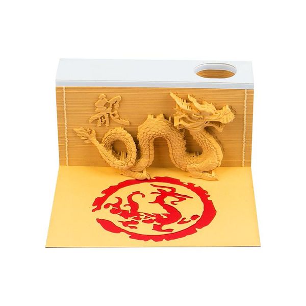 

decorative objects & figurines creative gifts laser carving 3d design souvenir memo pad chinese dragon style notepad