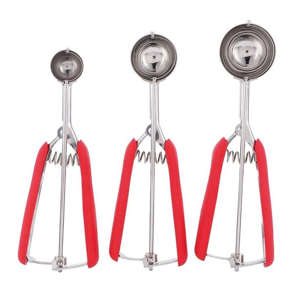 

stainless steel kitchen fruit ice cream scoop set,cookies spoon portioner salad meatball pastry tools,3 pcs baking moulds