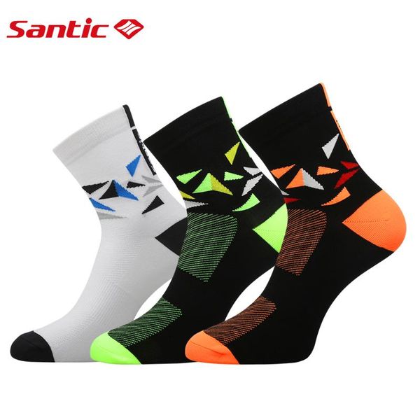 

santic men women cycling socks sport running marathon football bike bicycle elastic antiseptic 3 pairs m8c09081 sports, Black