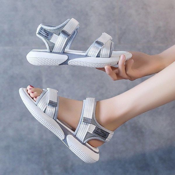 

sandals women's 2021 summer students thick-soled non-slip breathable beach shoes sports casual fashion slippers, Black