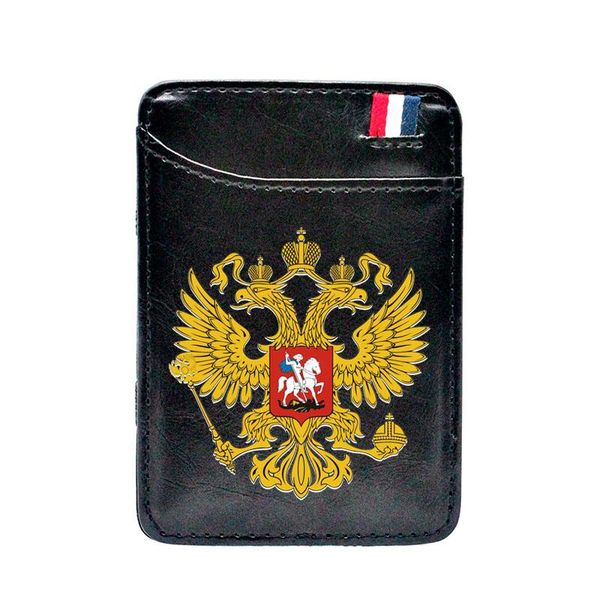 

wallets digital printing classic national emblem of russia card holder vintage men women short purse gifts, Red;black