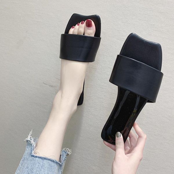 

women slippers summer shoes flats outside beach slides flat woman casual slip on fashion female a00151, Black