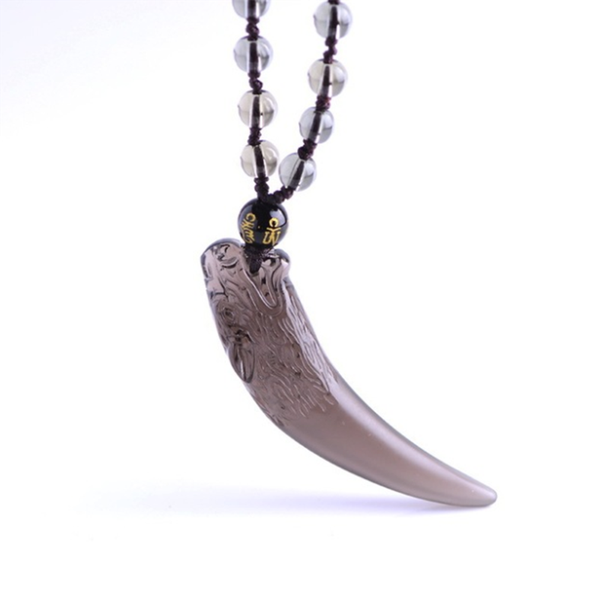 

pendant necklaces obsidian necklace with wolf shaped for men women beaded strand charm jewelry accessories sweater chain, Silver