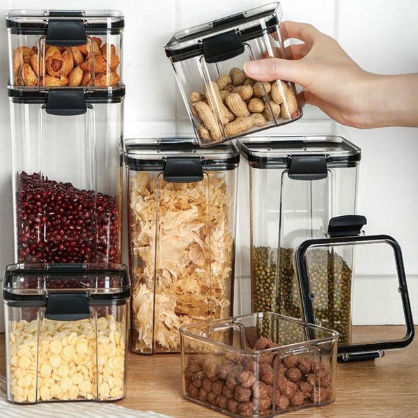 

storage bottles & jars 460/700/1300/1800ml food container plastic kitchen refrigerator noodle box multigrain transparent sealed can
