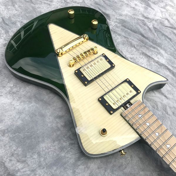 Пользовательские MM AMA-ADA Левша Электрическая гитара в зеленом цвете Grand Music Color и форма может быть настроена на модернизацию дерева и оборудование