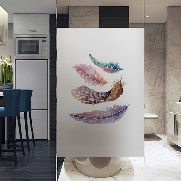 

window stickers custom size film decorative colored feathers home frosted opaque static privacy balcony bathroom decals glass sticker