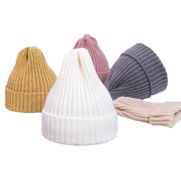 

beanies winter baby hat for kids warm knitted accessories girl boy beanie cap solid color children toddler bonnet