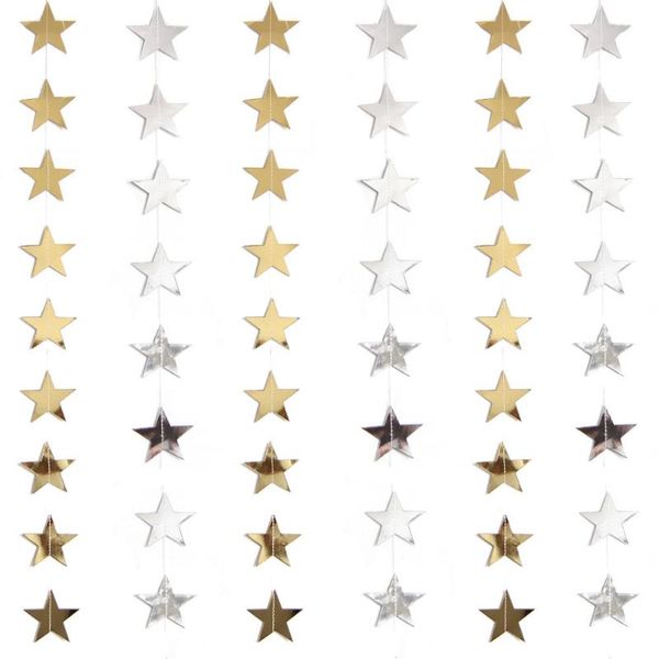 

party decoration 1pc solid color star wall hanging gold silver paper garlands for valentine's day wedding room