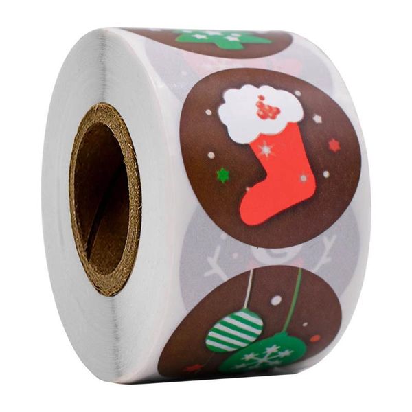 

gift wrap 500 pcs/roll christmas stickers xmas elements sealed sticker gifts box packing decorations selling
