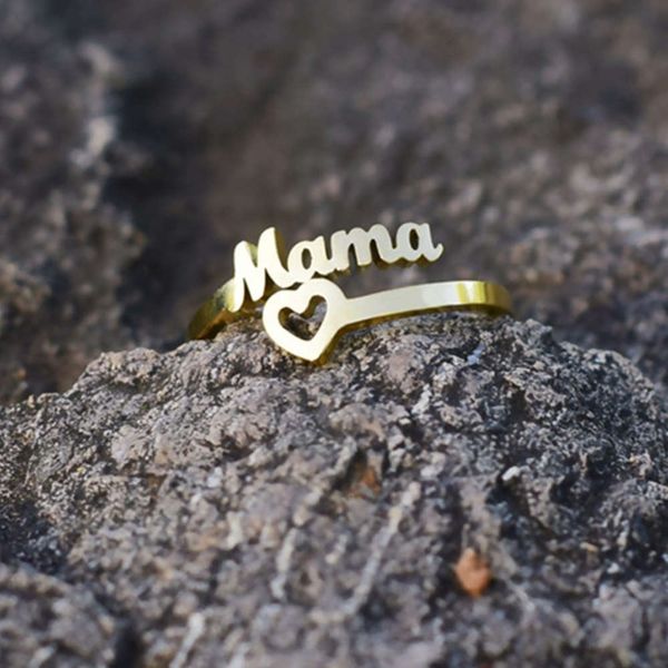 

new letter mama women's personality simple love ring mother's day gift, Black