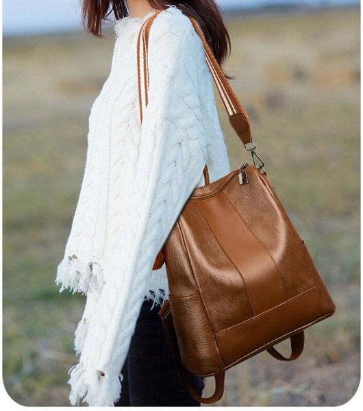 

outdoor bags fashion women pu leather backpack designer bag girl stylish retro waterproof school shoulder