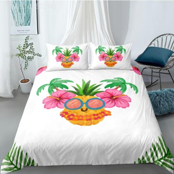 

bedding sets casual style set pineapple flower leaves 3d fashion duvet cover and pillowcase au us eu size customized picture