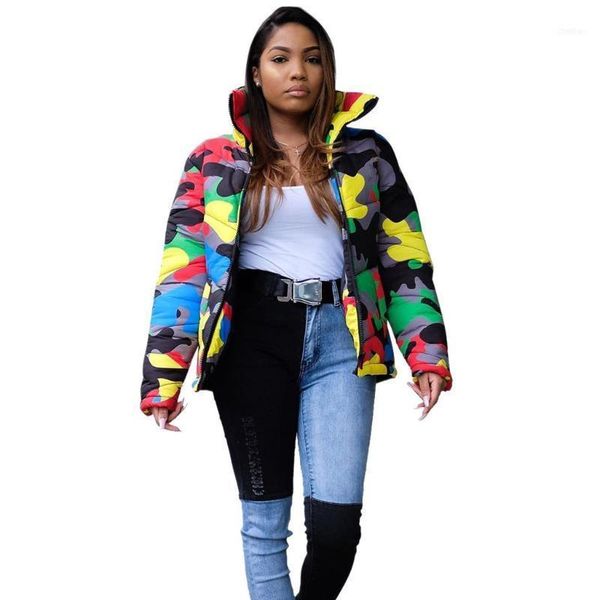 

women's down & parkas jaycosin winter trend women warm casual bright face camouflage printed dyed coat fashion comfortable female cotto, Black