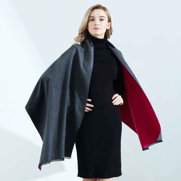

scarves autumn and winter men women classic fashion double-sided dual-use warm imitation cashmere scarf female, Blue;gray