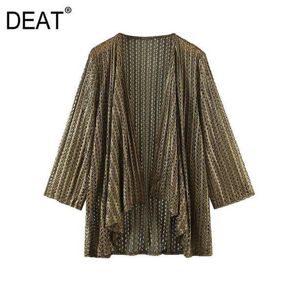 

[deat] 2021 summer fashion tide long sleeve solid color hollow out irregular personality loose women coat 13c796 women's jackets, Black;brown