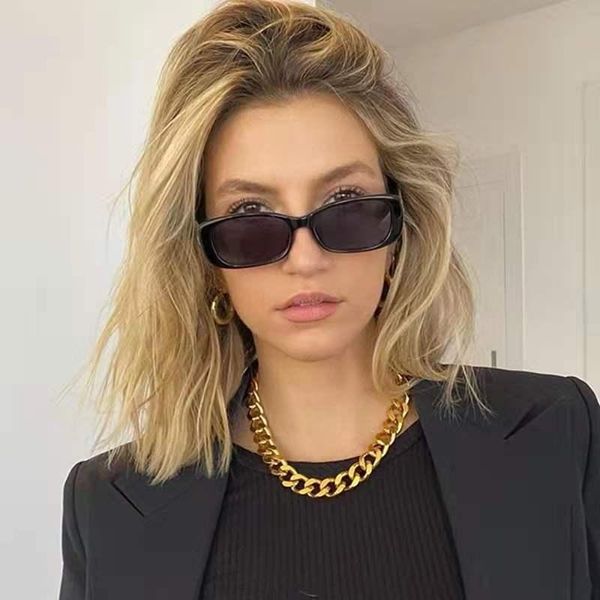 

chains vintage punk miami cuban collar aluminum twist gold color thick lock choker chain necklace for women jewelry, Silver