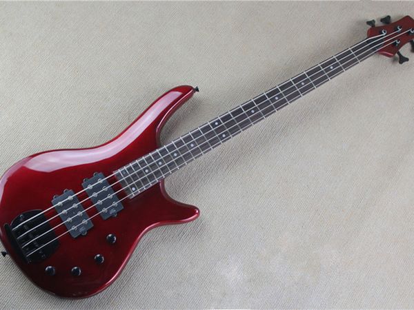 

four-string electric bass active line painted red can be customized