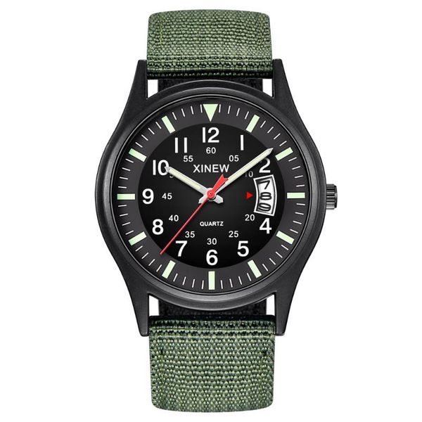 

wristwatches saatleri 2021 round dial nylon strap band men boy military army date quartz wrist watch gift mens watches @4, Slivery;brown