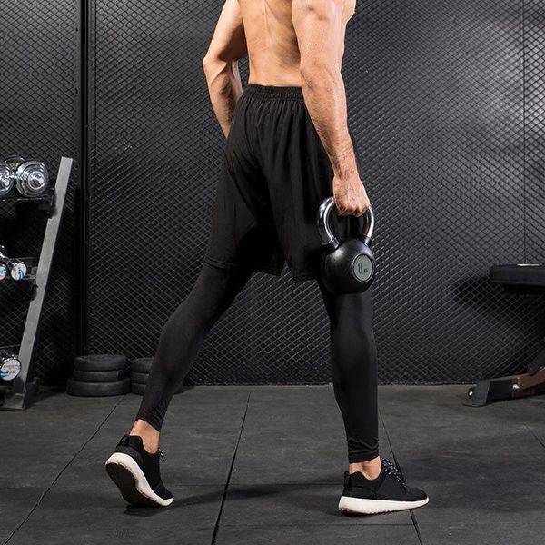 

gym clothing men sports shorts 2 in 1 training running tight pants for workout riding m88, White;black
