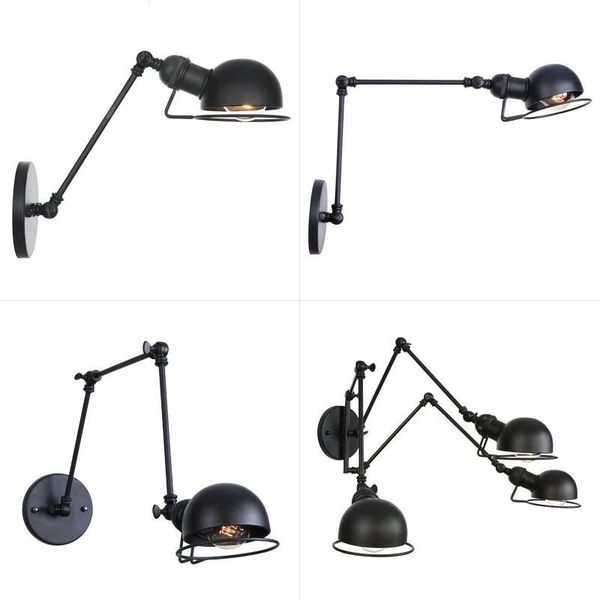 

retro led nordic loft industrial adjustable long swing arm wall lamp fixture vintage edison bulb wandlamp lights lampen sconce lamps