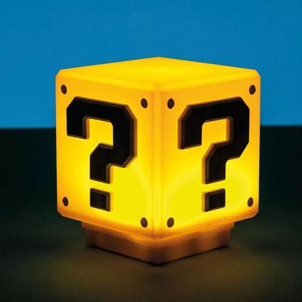 

night lights classic mini question block gaming light bedroom sleeping table lamp with game official sound for gril&boy birthday gift