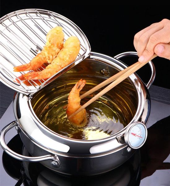 

temperature controllable japanese household kitchen tempura cuisine fryer stainless steel induction cooker pan 2.2l pans