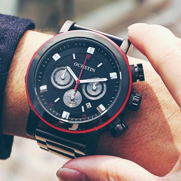

wristwatches watch men ochstin black sport waterproof quartz watches mens chronograph date male clock relogios masculino, Slivery;brown