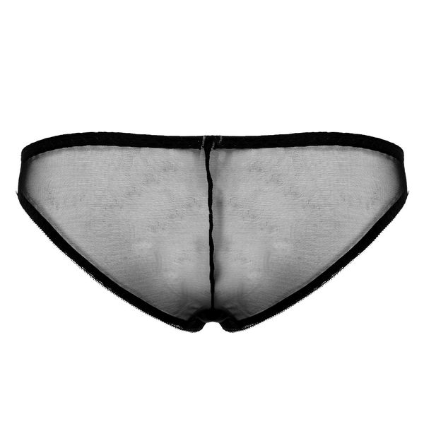 

mens lingerie sissy underwear erotic apparel panties floral lace patchwork low waist briefs see-through back underpants, Black;white