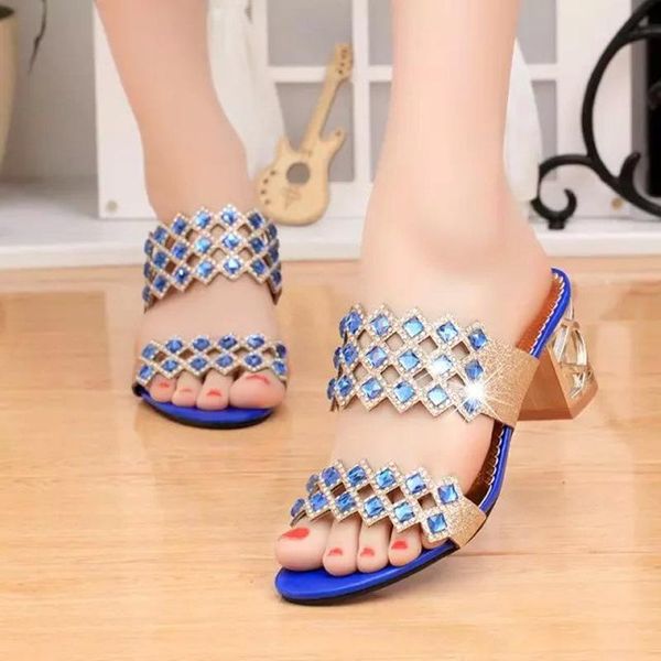 

shoes med fretwork heels glitter slides slippers casual slipers women jelly luxury summer 2021 rubber scandals square heel pu fa, Black