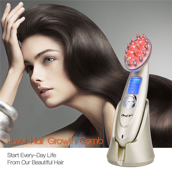 7 In 1 Infrarot Rf Nano Rotlicht Ems Vibrierendes Haarwachstum Massagegerät Kamm Haarbürste Anti-Verlust-Behandlung Haarpflege Styling-Tool