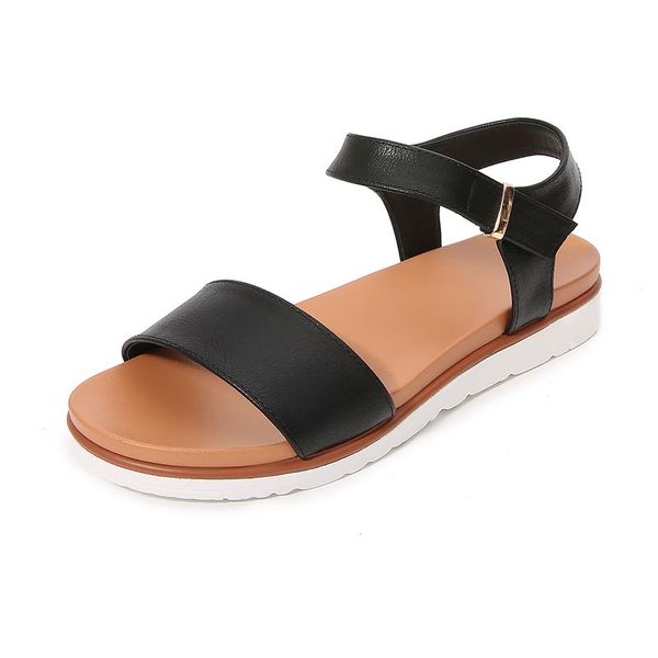 Sandálias Gladiador Senhoras Sapatos 2021 Verão Baixo Salto Feminino Preto Rosa Cinta de tornozelo 2.5cm Altura Mulher