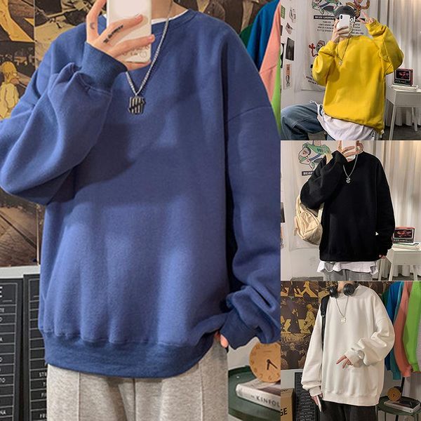 

autumn woman's hoodies oversize female loose cotton solid thicken warm women sweatshirts lady fashion plus size 2xl women's &, Black
