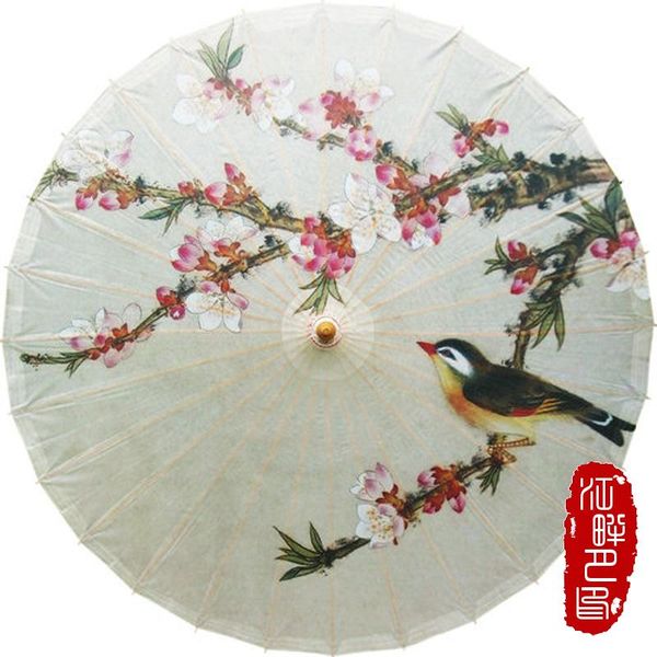 

umbrellas jpy birds sing to the east oil paper umbrella beige color with tree parasol culture show decor