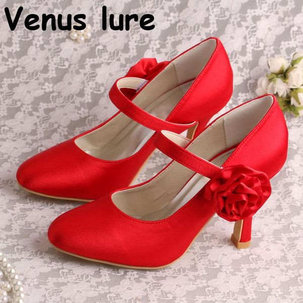 

dress shoes red women pumps mary jane flower handmade, Black