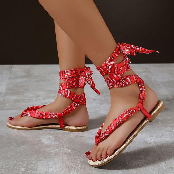 

sandals women flat floral open toe cross strap wedding round ankle ladies flip flops corrective low outdoor beach, Black