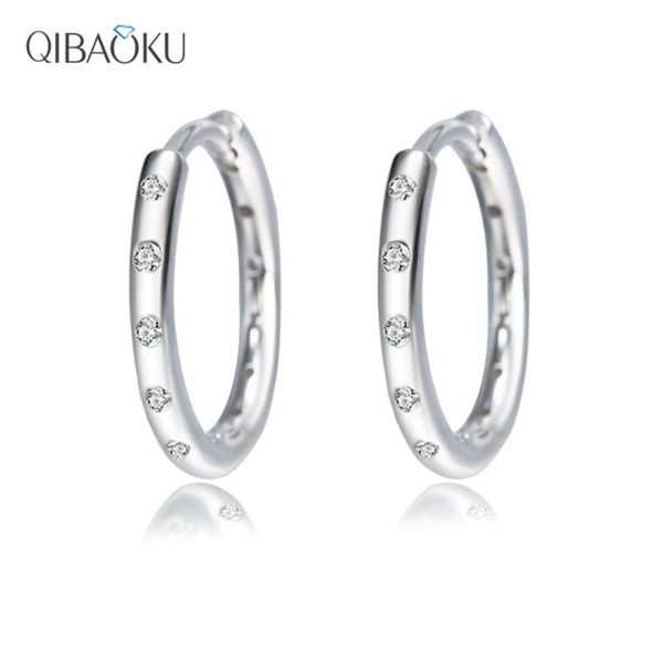 

hoop & huggie 925 sterling silver earring for women romantic colors 5a clear cubic zirconia small earrings wedding fine jewelry, Golden;silver