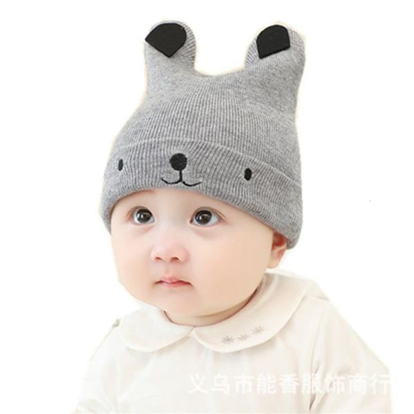 

baby's hat wool knitting bear's ear cap baby's horn hat, Yellow